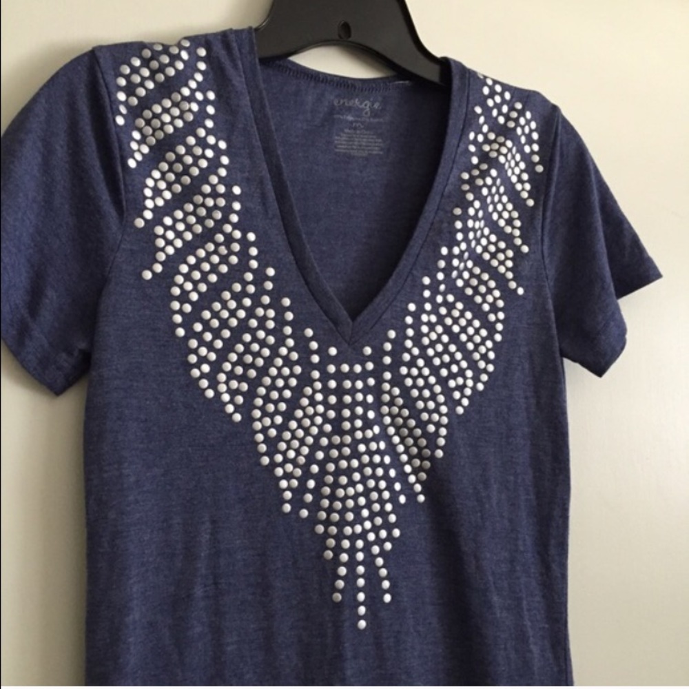 Energie Jean blue top w/ metal collar detail